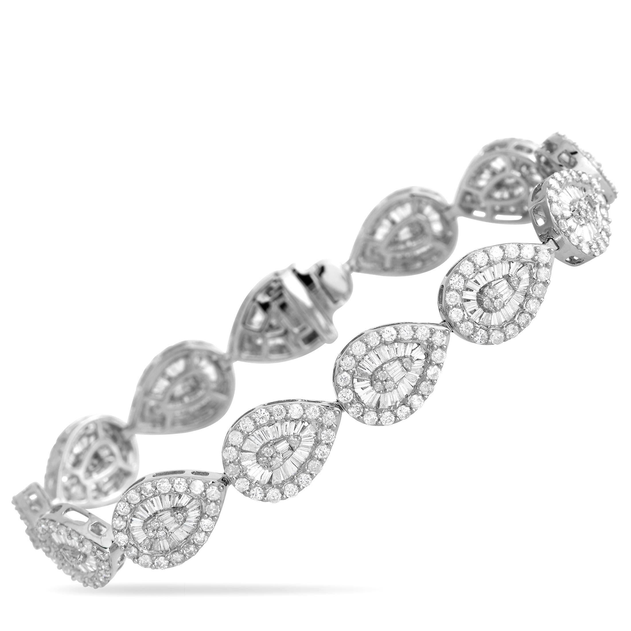 Round Cut LB Exclusive 14K White Gold 6.05ct Diamond Bracelet