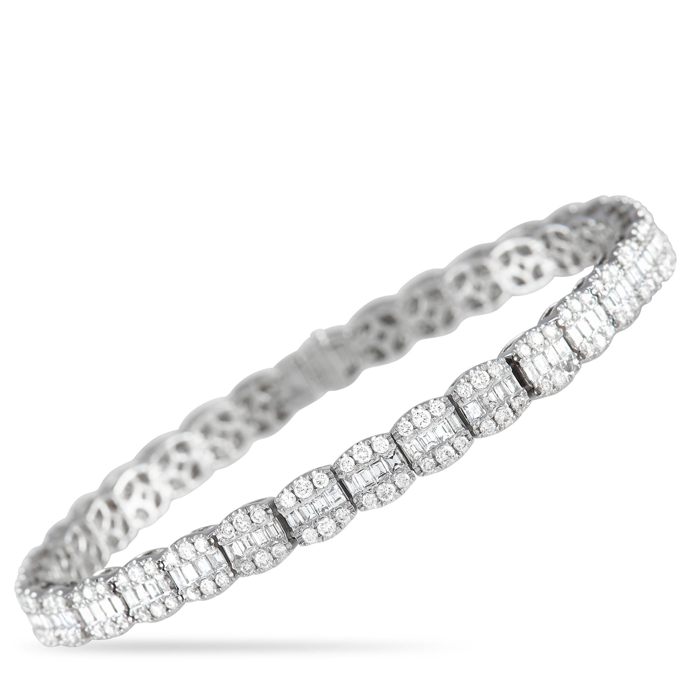 LB Exclusive 14K White Gold 6.81 ct Diamond Bracelet In New Condition In Southampton, PA
