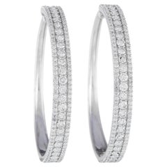 LB Exclusive 14k White Gold 7.0 Carat Diamond Tapered Hoop Earrings