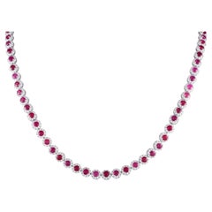 Lb Exclusive 14k White Gold 8.09 Carat Diamond and Ruby Necklace