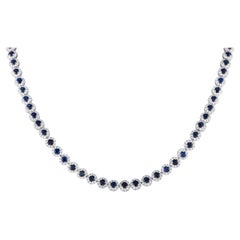 LB Exclusive Collana in oro bianco 14K con diamanti e zaffiri da 8,15 carati