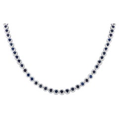 LB Exclusive 14k White Gold 8.15 Carat Diamond and Sapphire Necklace