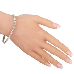 LB Exclusive 14 Karat White Gold 9.22 Carat Diamond Tennis Bracelet