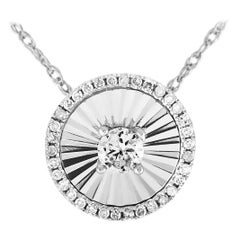 LB Exclusive 14 Karat White Gold and Diamond Circle Pendant Necklace