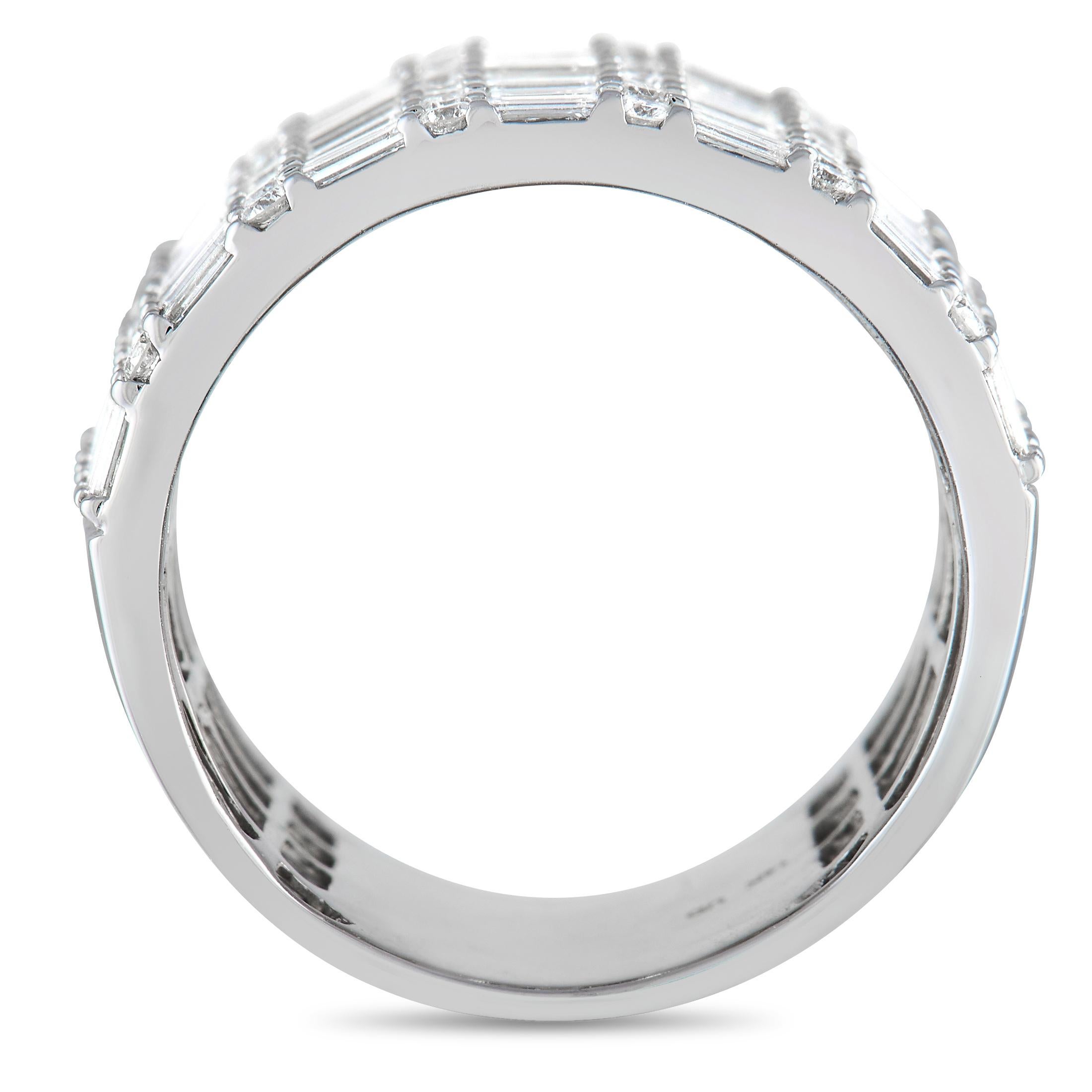 Baguette Cut LB Exclusive 14K White Gold Diamond 2.48 ct Wide Band Ring