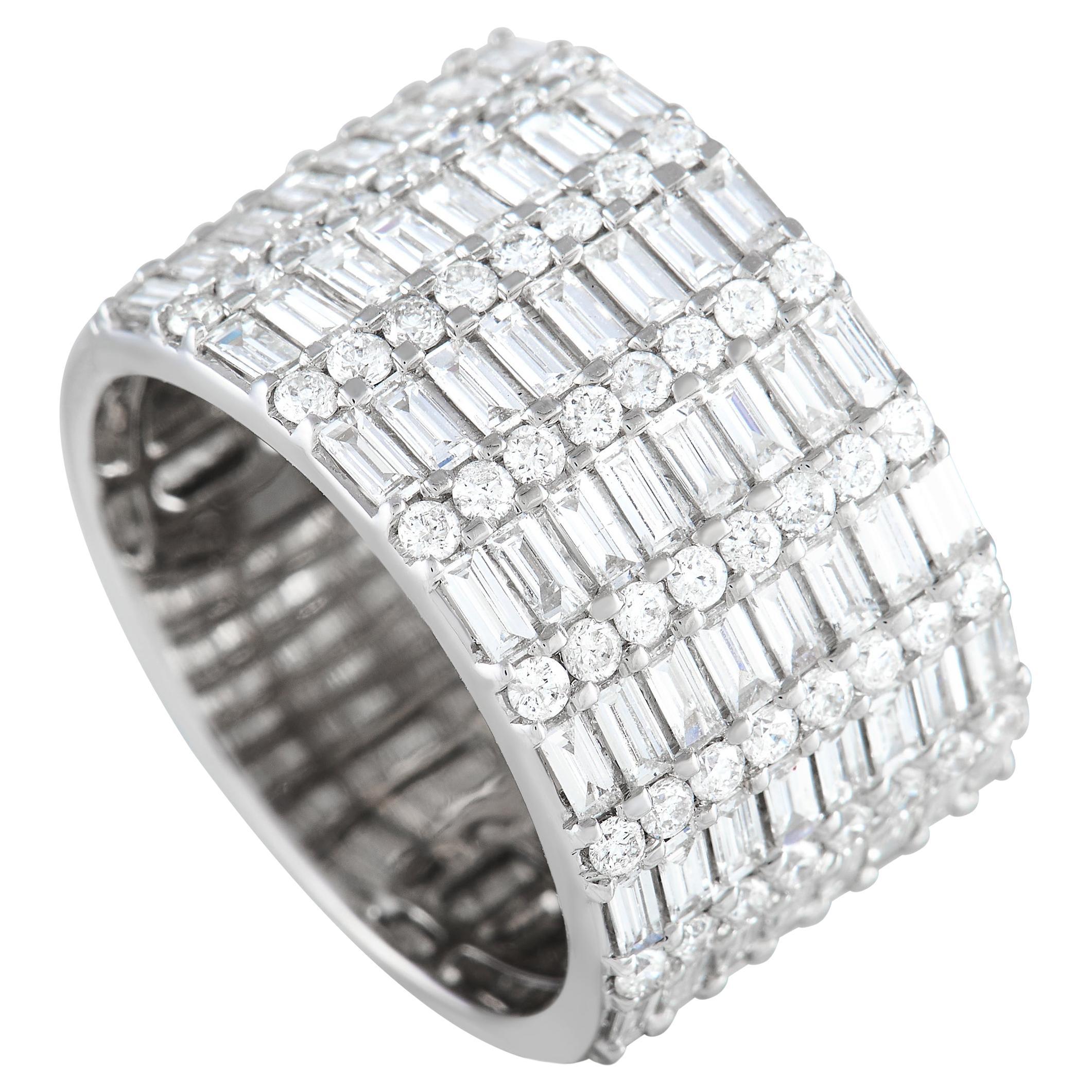 Anneau large en or blanc 14 carats avec diamants de 2,48 carats, LB Exclusive