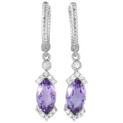LB Exclusive 14 Karat White Gold Diamond and Amethyst Earrings
