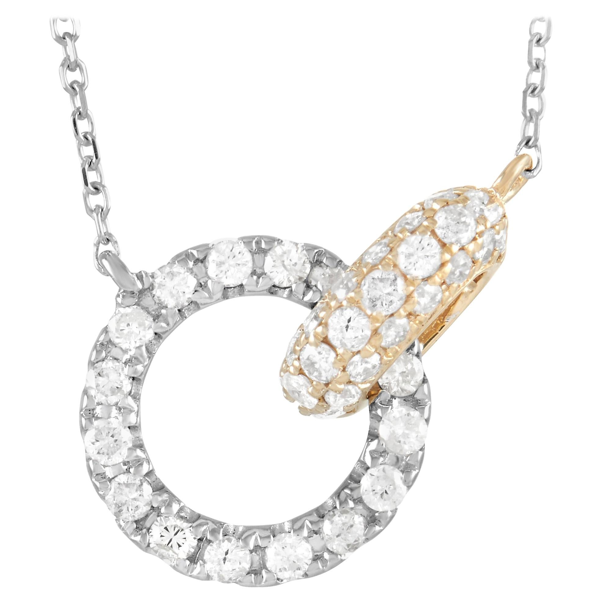 LB Exclusive 14k White Gold, Yellow Gold 0.39 Ct Diamond Pendant Necklace