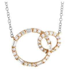 LB Exclusive, collier circulaire imbriqué en or blanc et jaune 14 carats avec diamants 0,25 carat