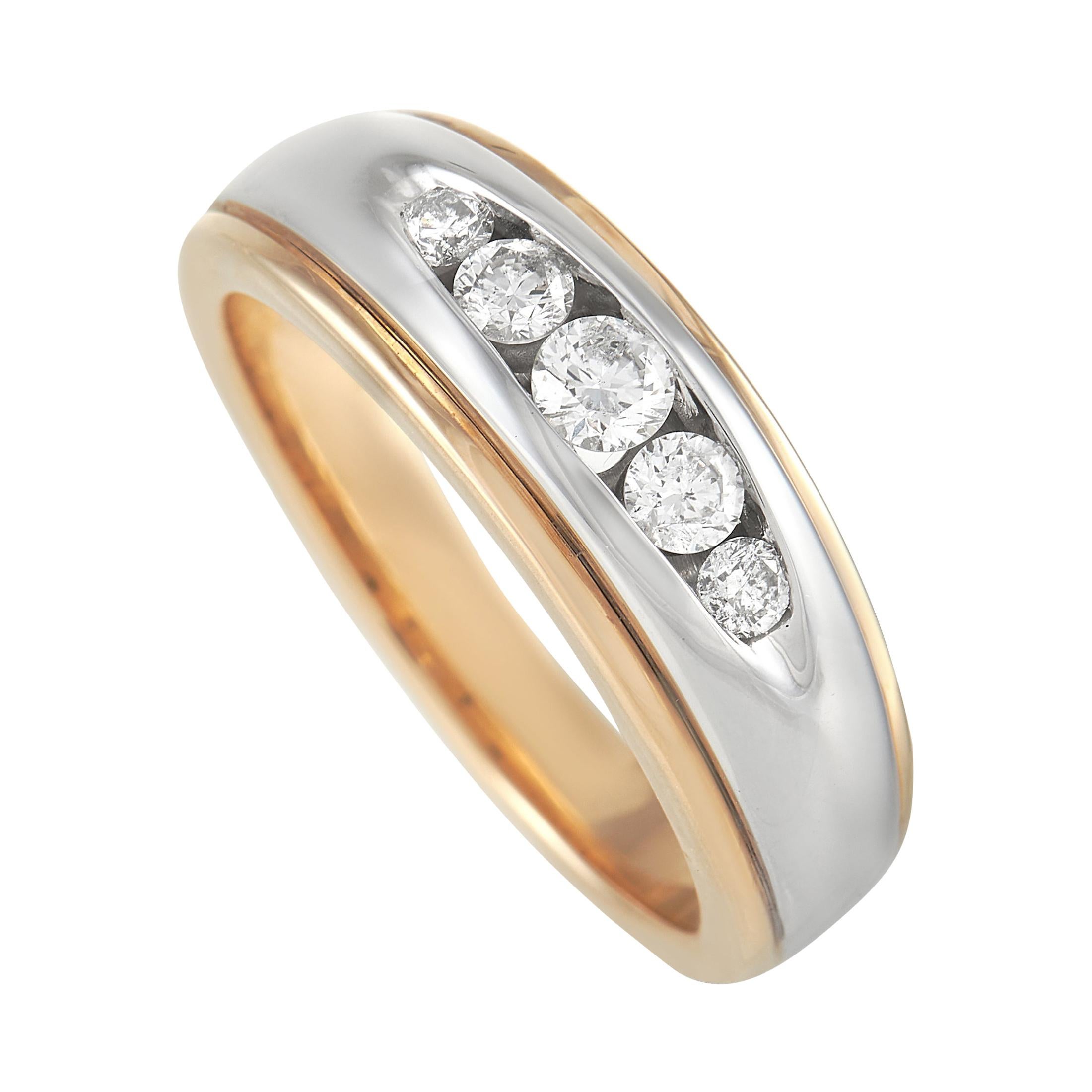 LB Exclusive 14k Yellow and White Gold 0.50 Ct Diamond Band Ring