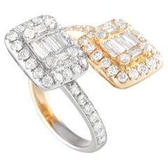 LB Exclusive 14k Yellow and White Gold 1.95 Carat Diamond Open Bypass Ring