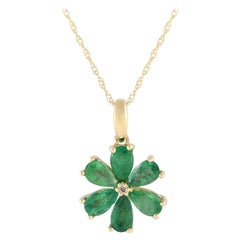 LB Exclusive 14K Gelbgold 0,01ct Diamant & Smaragd Halskette PD4-15845YEM