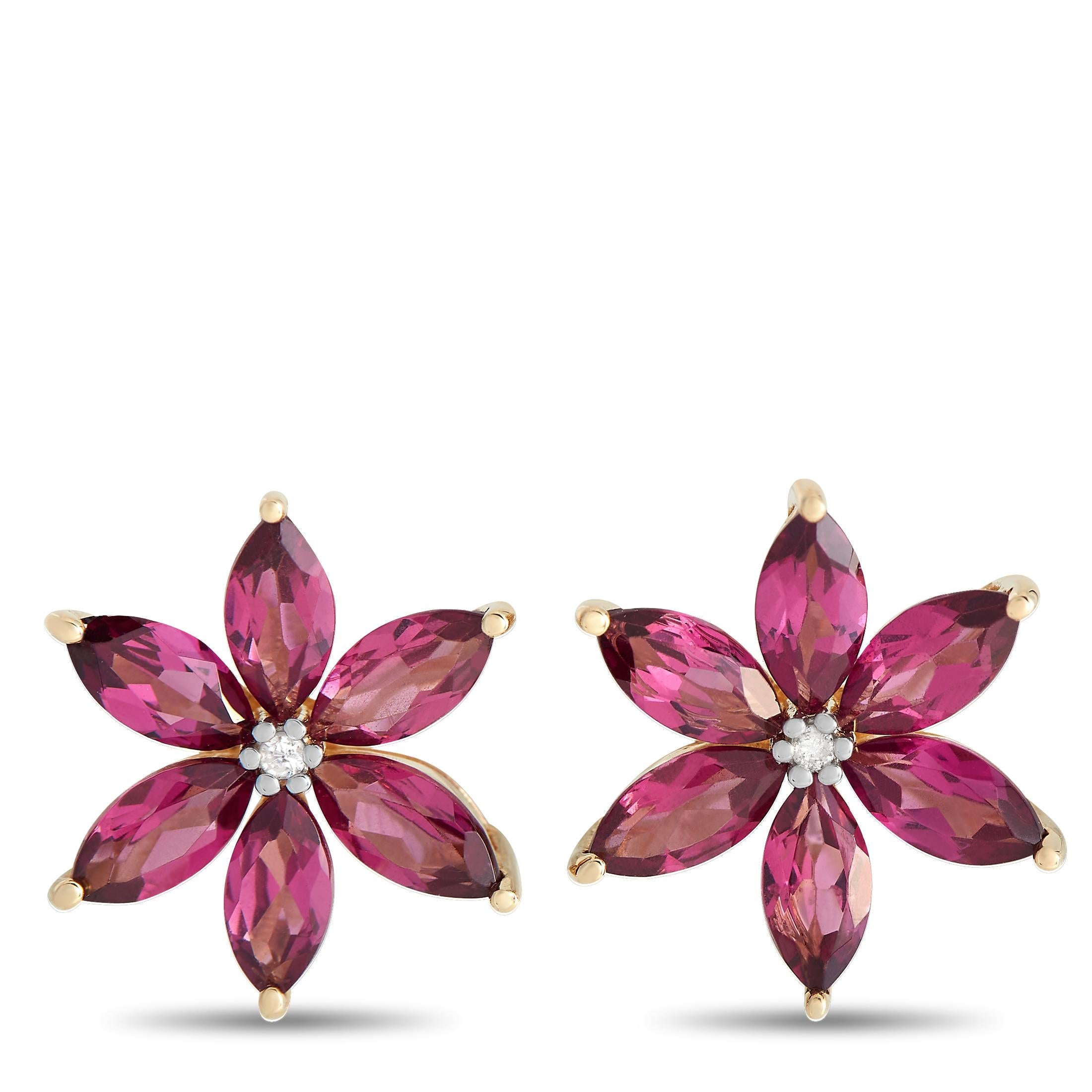 LB Exclusive 14K Gelbgold 0,01ct Diamant & Rhodolith Ohrringe ER4-15657YRHOD im Zustand „Neu“ in Southampton, PA