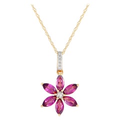 LB Exclusive Collier en or jaune 14 carats 0,01ct diamant et rhodolite PD4-16241YRHOD