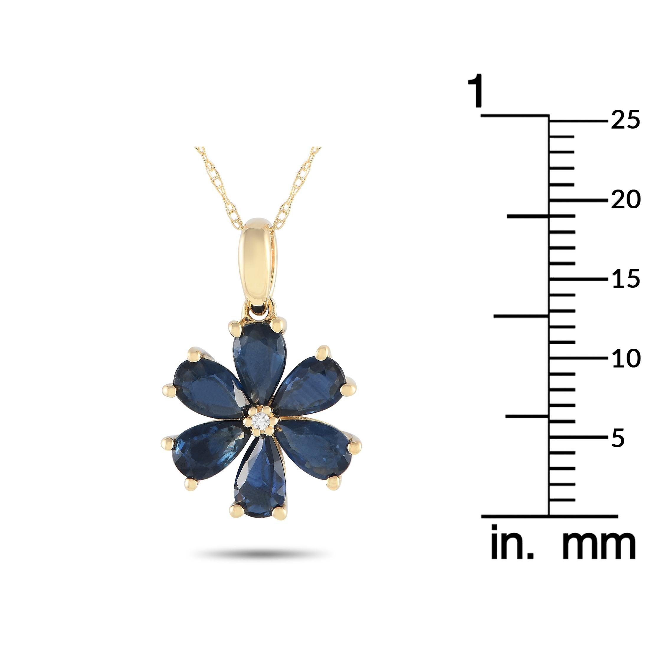 LB Exclusive 14K Yellow Gold 0.01ct Diamond & Sapphire Necklace PD4-15845YSA In New Condition For Sale In Southampton, PA