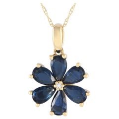 LB Exclusive Collar de diamantes y zafiros de 0,01 ct en oro amarillo de 14 quilates PD4-15845YSA