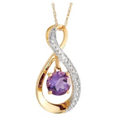 LB Exclusive 14K Yellow Gold 0.03 ct Diamond and Amethyst Pendant Necklace