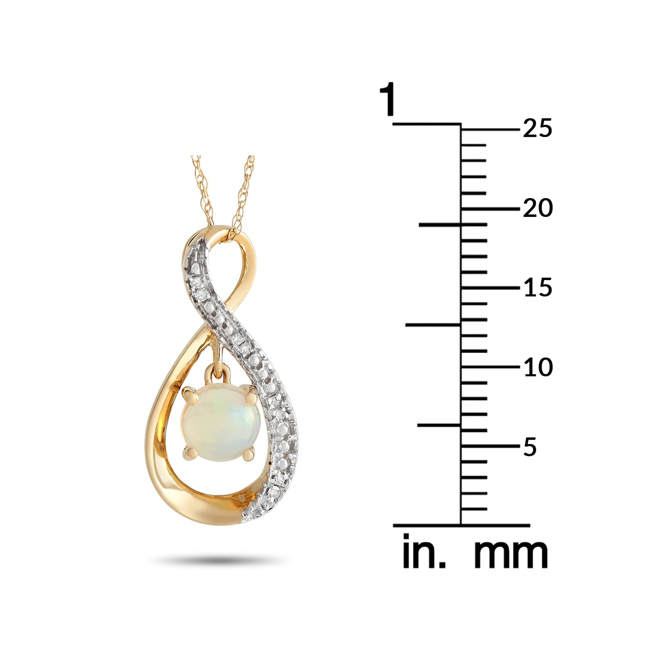 LB Exclusive 14K Gelbgold 0,03 ct Diamant und Opal Halskette im Zustand „Neu“ im Angebot in Southampton, PA