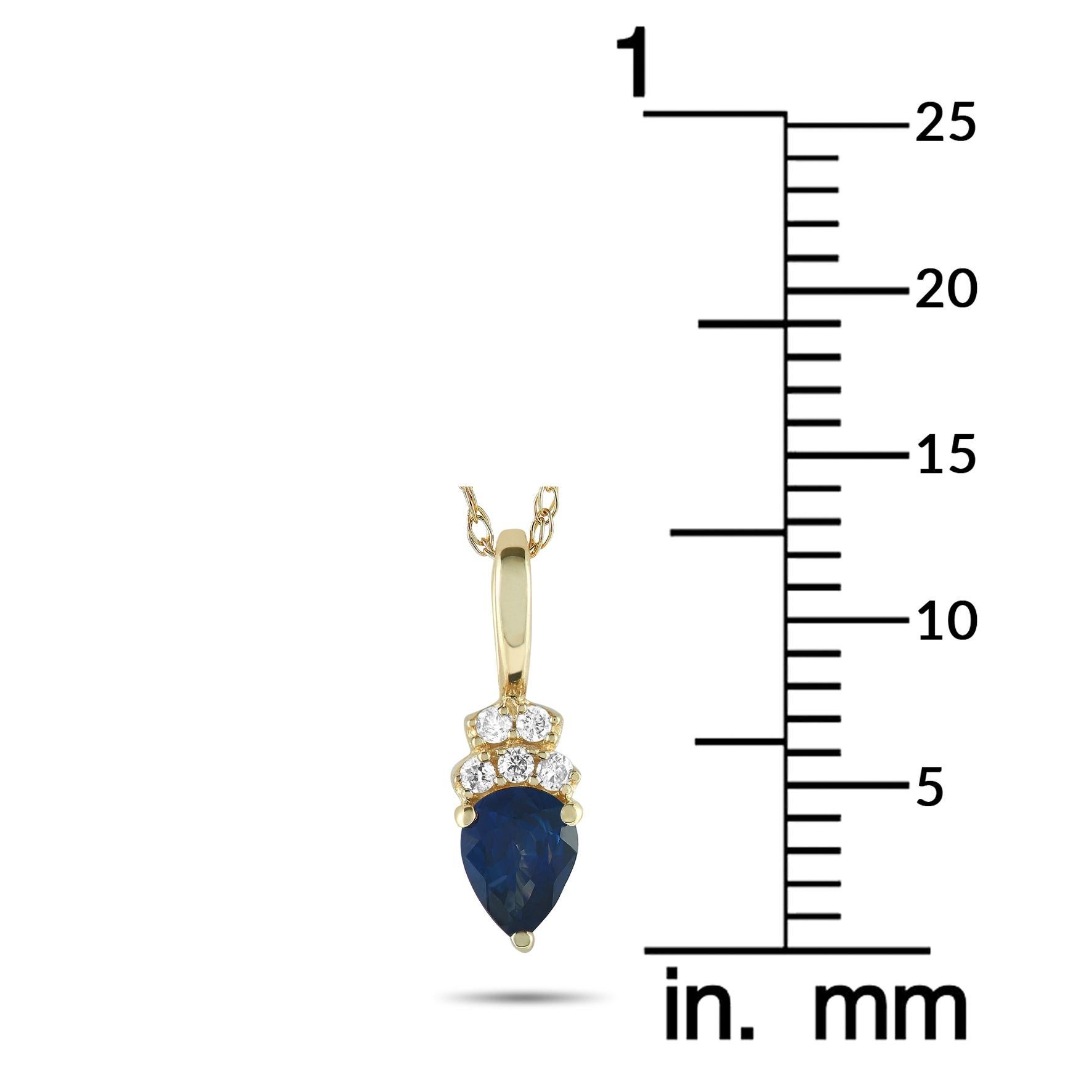 LB Exclusive 14 Karat Gold 0.03 Carat Diamond and Sapphire Pendant Necklace In New Condition In Southampton, PA