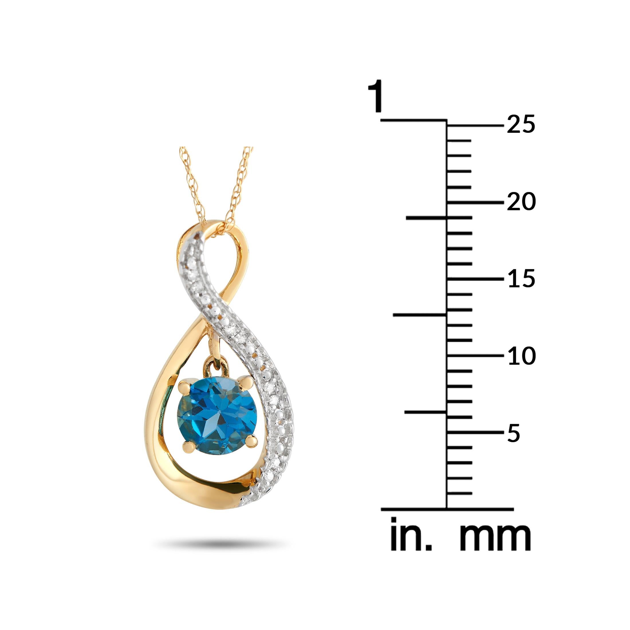 LB Exclusive 14K Yellow Gold 0.03 ct Diamond and Topaz Necklace In New Condition For Sale In Southampton, PA