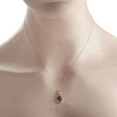 LB Exclusive 14K Yellow Gold 0.03ct Diamond and 0.03 Garnet Necklace