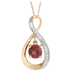 LB Exclusive 14K Yellow Gold 0.03ct Diamond and 0.03 Garnet Necklace