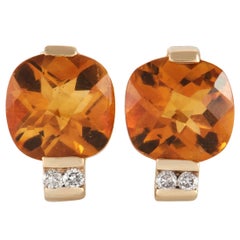 LB Exclusive 14K Yellow Gold 0.04 Ct Diamond and Citrine Earrings