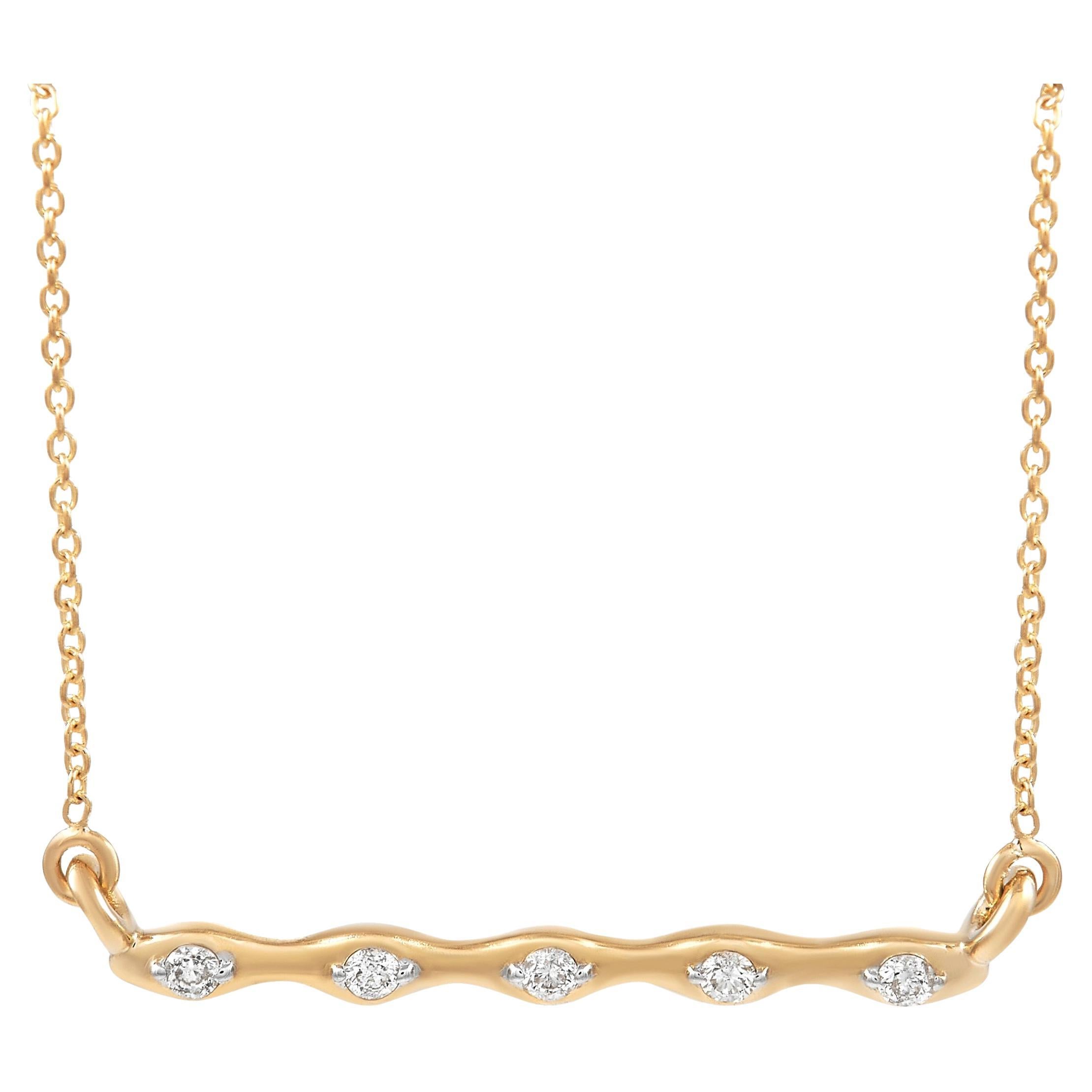 LB Exclusive 14K Yellow Gold 0.06 Ct Diamond Necklace For Sale