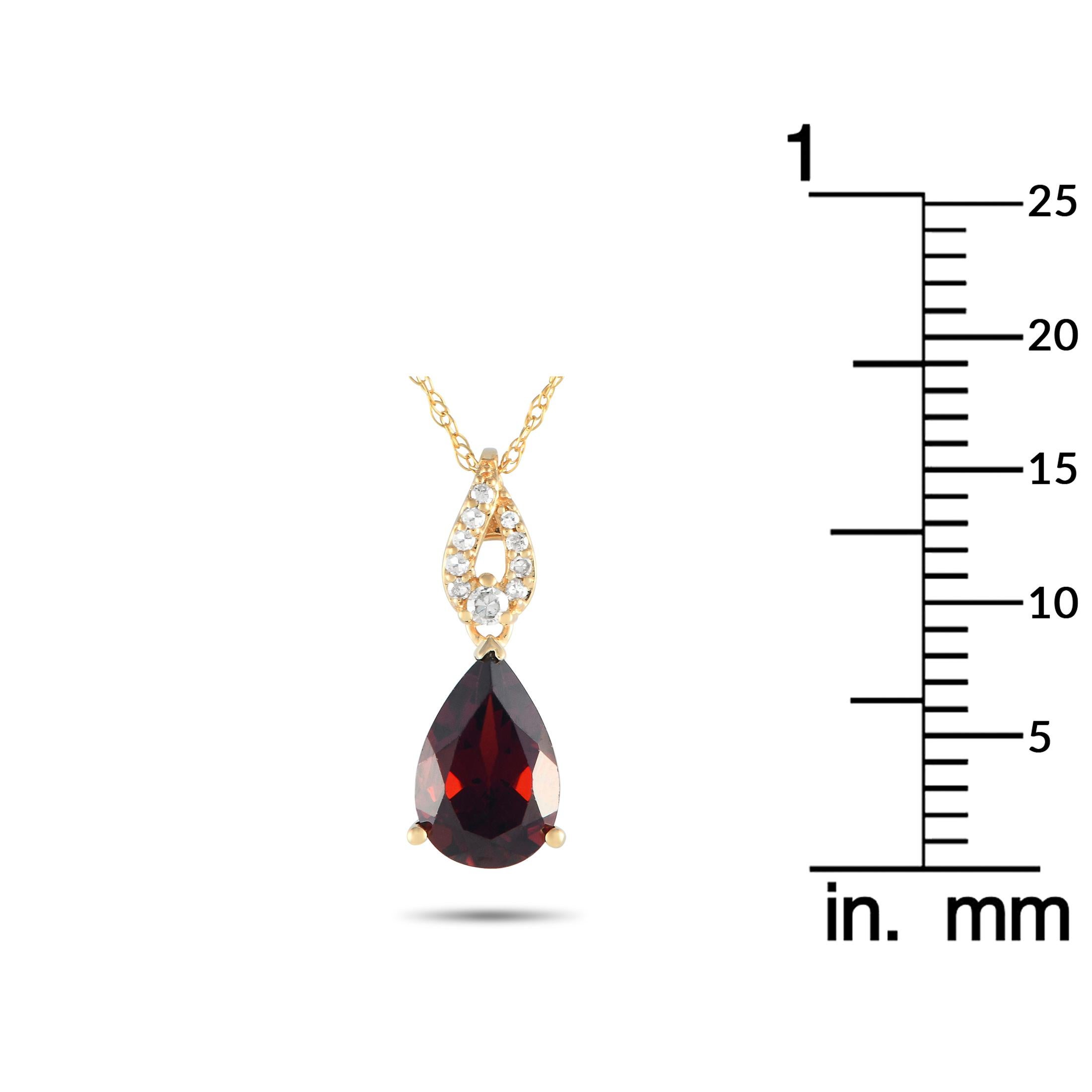 LB Exclusive 14K Yellow Gold 0.06ct Diamond and Garnet Necklace PD4-16184YGA In New Condition For Sale In Southampton, PA