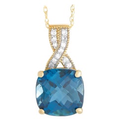 LB Exclusive 14K Yellow Gold 0.07 Ct Diamond Topaz Swirl Necklace