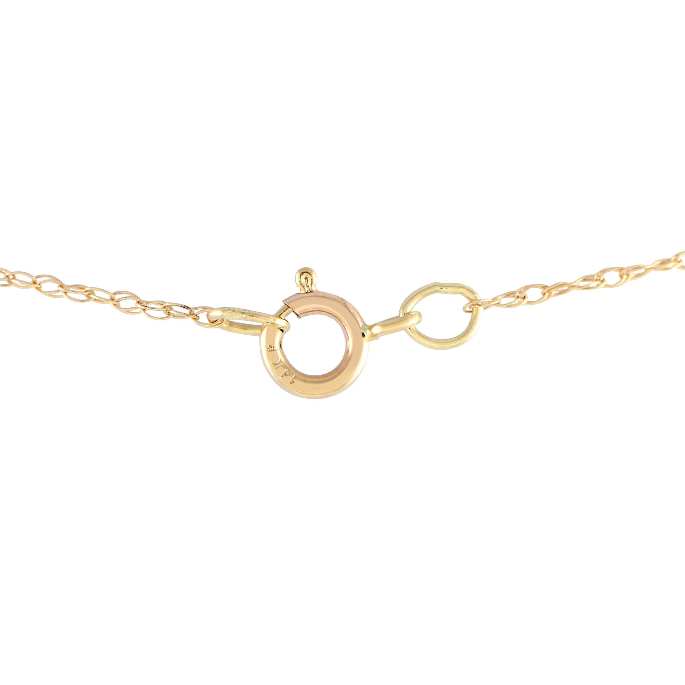 Round Cut LB Exclusive 14K Yellow Gold 0.07ct Diamond, Opal, Necklace PD4-16299YOPEM