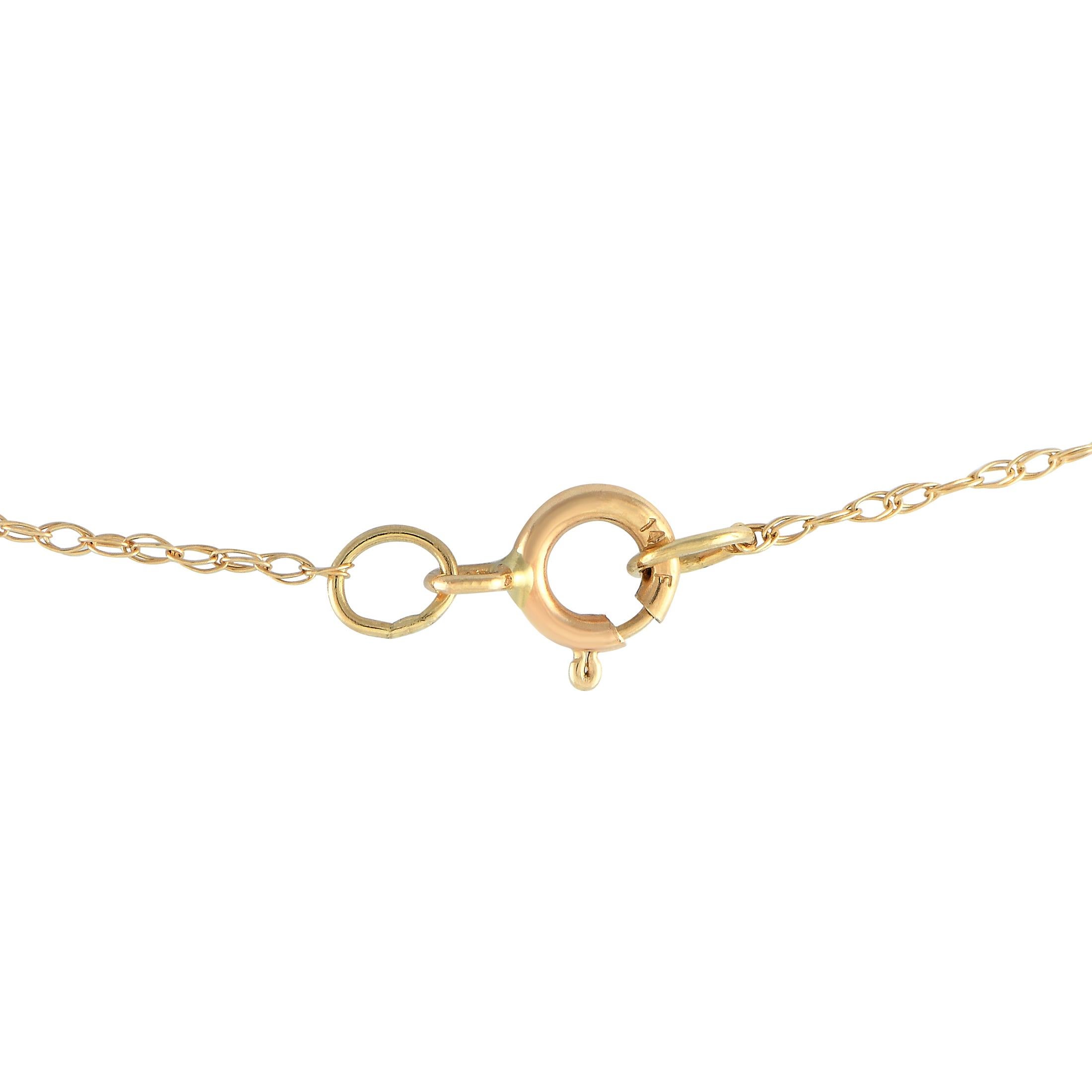 Round Cut LB Exclusive 14K Yellow Gold 0.07ct Diamond & Topaz Pear Necklace