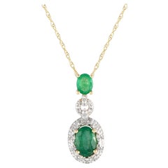LB Exclusive 14K Gelbgold 0,08ct Diamant und Smaragd Halskette PD4-16183YEM