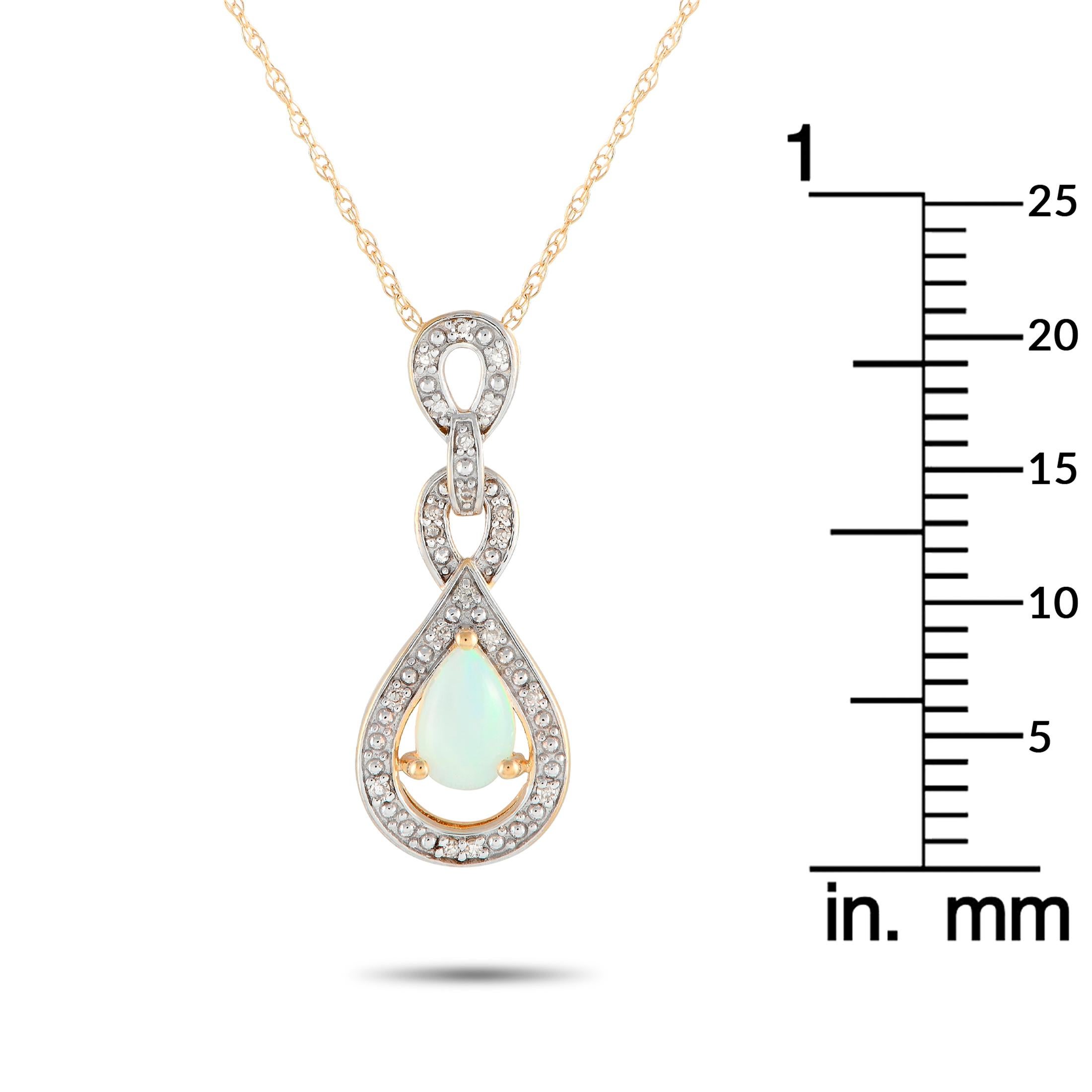 LB Exclusive Collier en or jaune 14K 0,08ct diamant et opale PD4-16318YOP Neuf - En vente à Southampton, PA