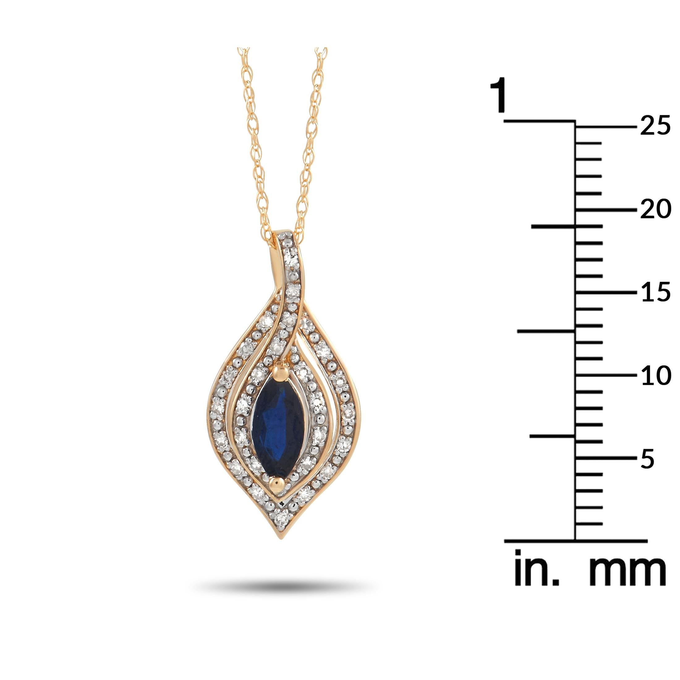 LB Exclusive 14K Yellow Gold 0.08ct Diamond and Sapphire Necklace In New Condition In Southampton, PA