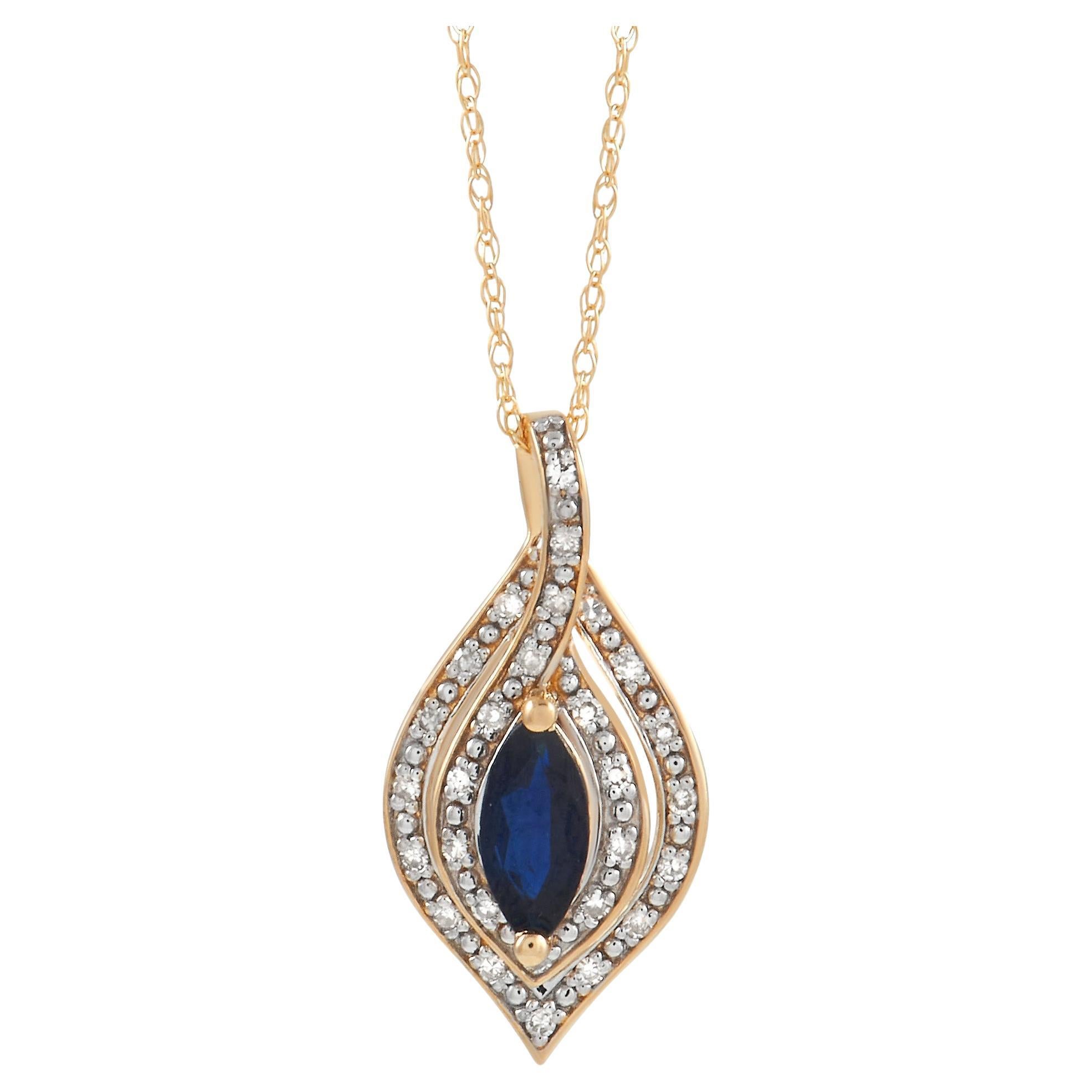 LB Exclusive 14K Yellow Gold 0.08ct Diamond and Sapphire Necklace