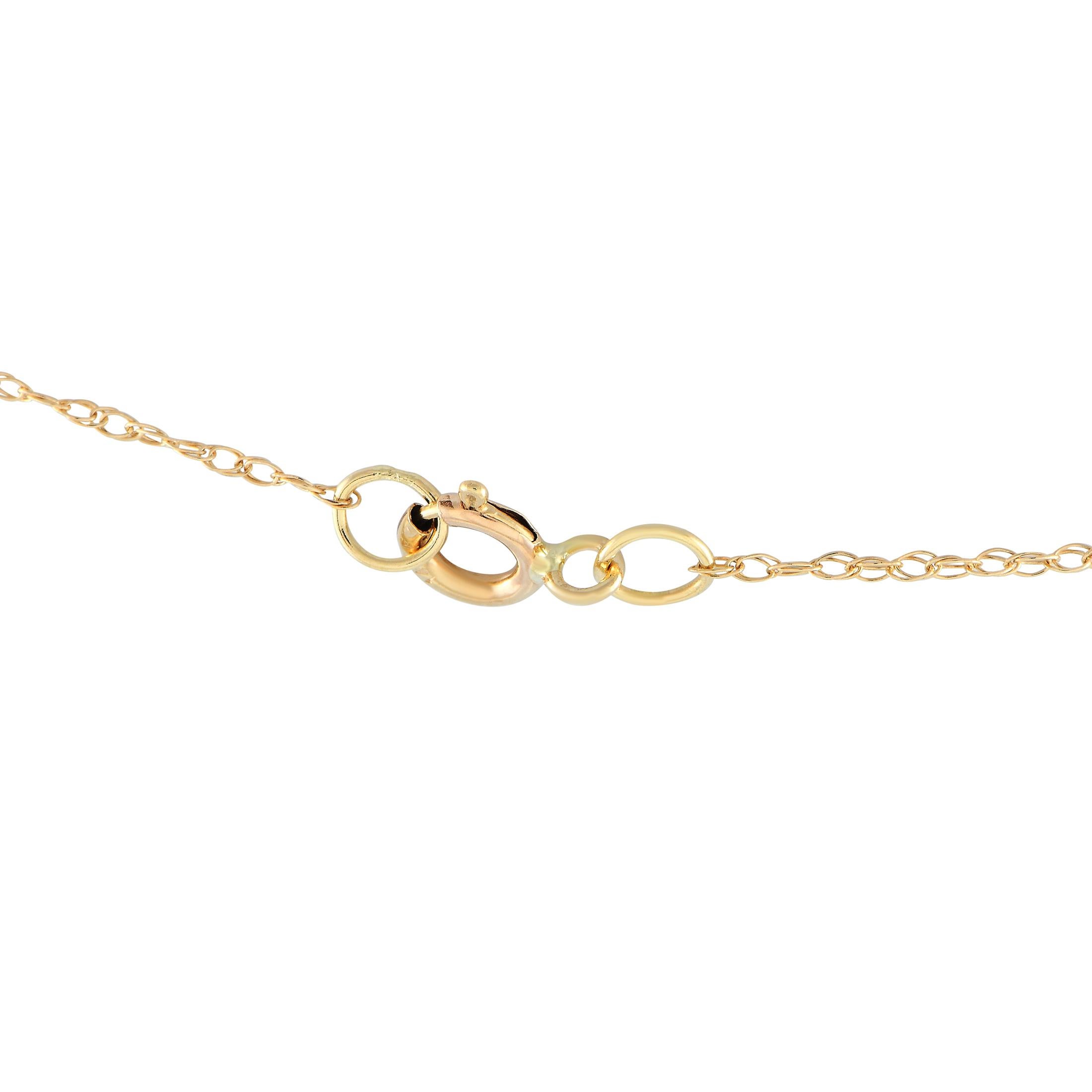 Round Cut LB Exclusive 14K Yellow Gold 0.08ct Diamond and Sapphire Necklace PD4-16183YSA For Sale
