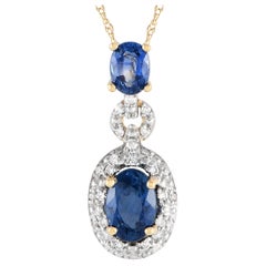 LB Exclusive 14K Gelbgold 0,08ct Diamant und Saphir Halskette PD4-16183YSA