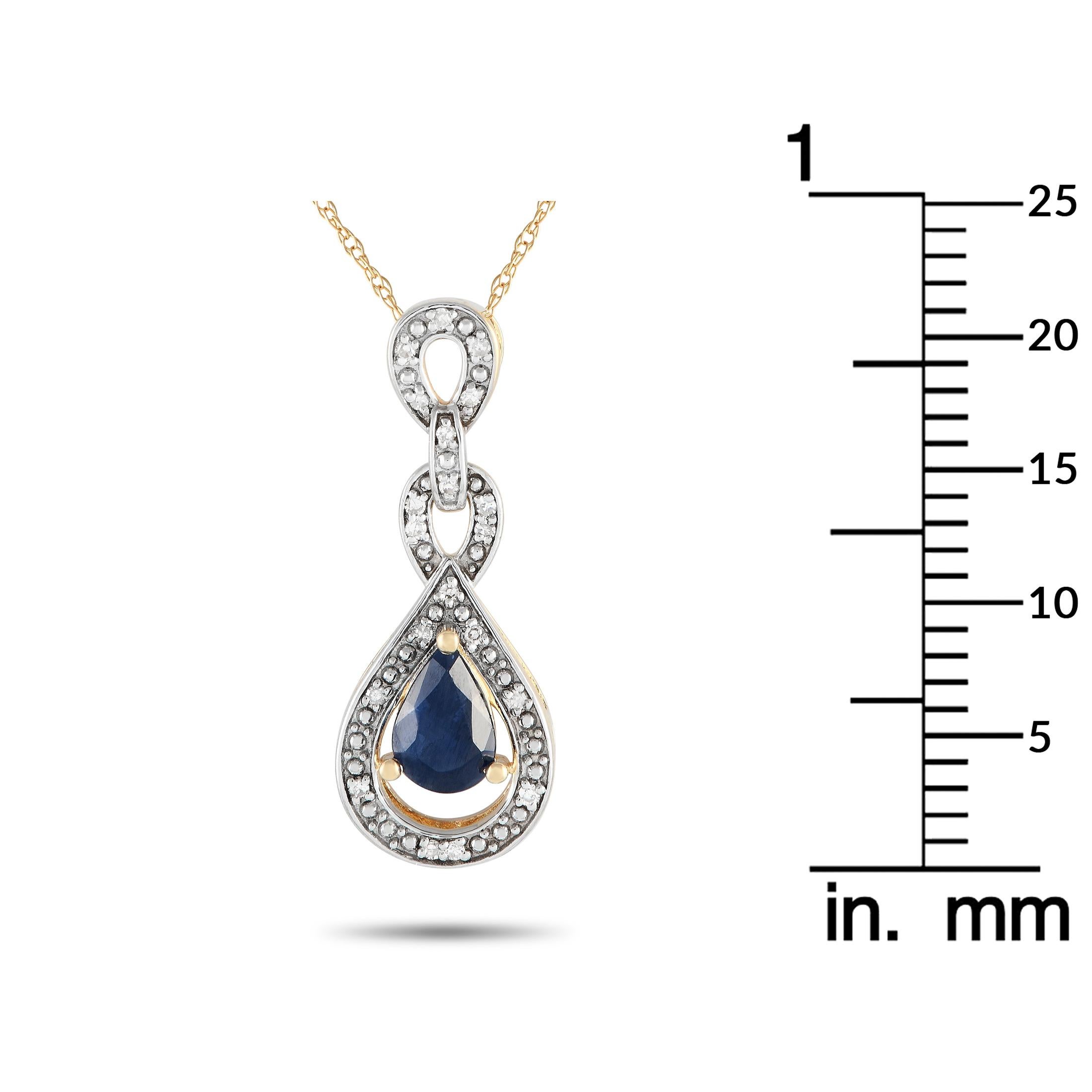 LB Exclusive 14K Yellow Gold 0.08ct Diamond and Sapphire Necklace PD4-16318YSA In New Condition For Sale In Southampton, PA