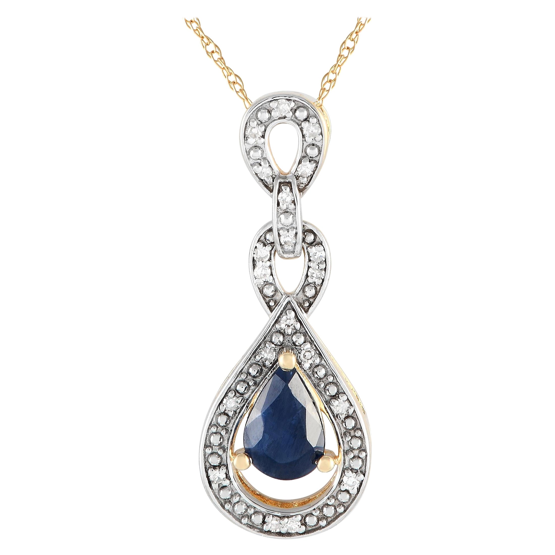 LB Exclusive Collar de diamantes y zafiros de 0,08 ct en oro amarillo de 14 quilates PD4-16318YSA