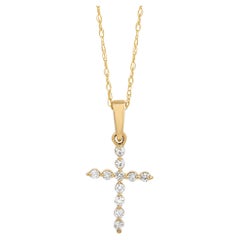 LB Exclusive 14K Yellow Gold 0.09 Ct Diamond Cross Necklace