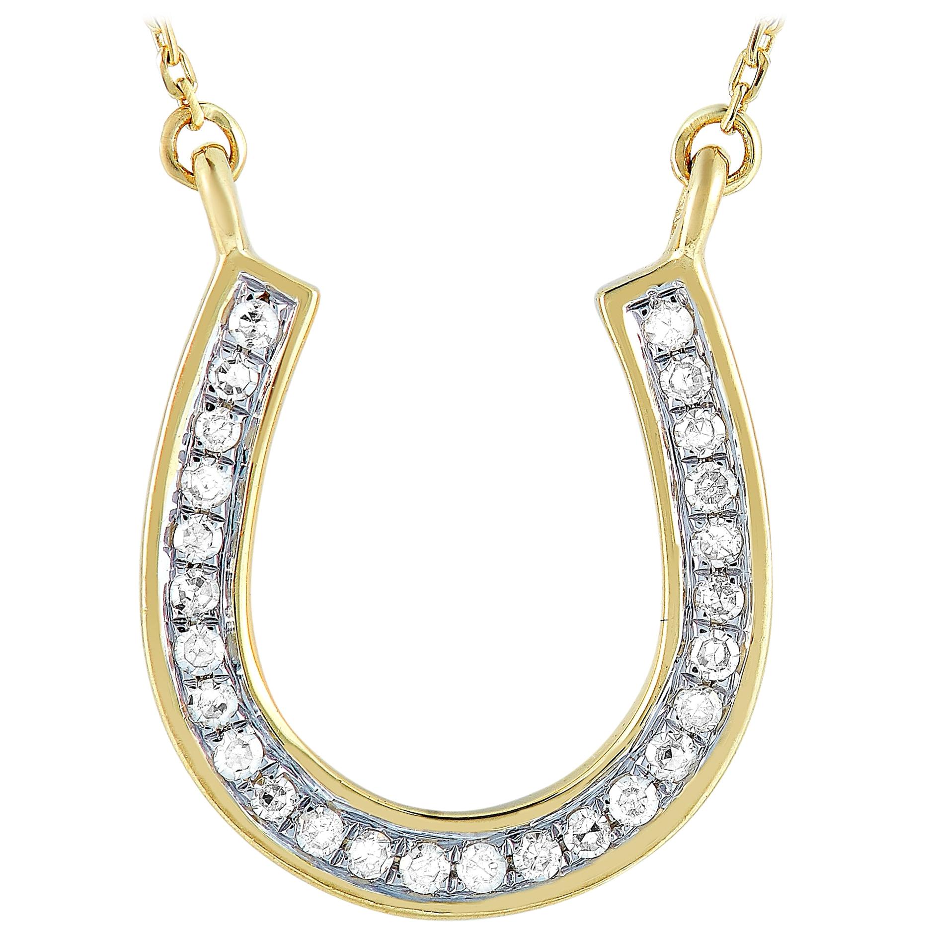 14k Yellow Gold Small Horseshoe Pendant Necklace - 5/8 Inch, 1.4 Grams, Pendant Only (No Chain) - View #7