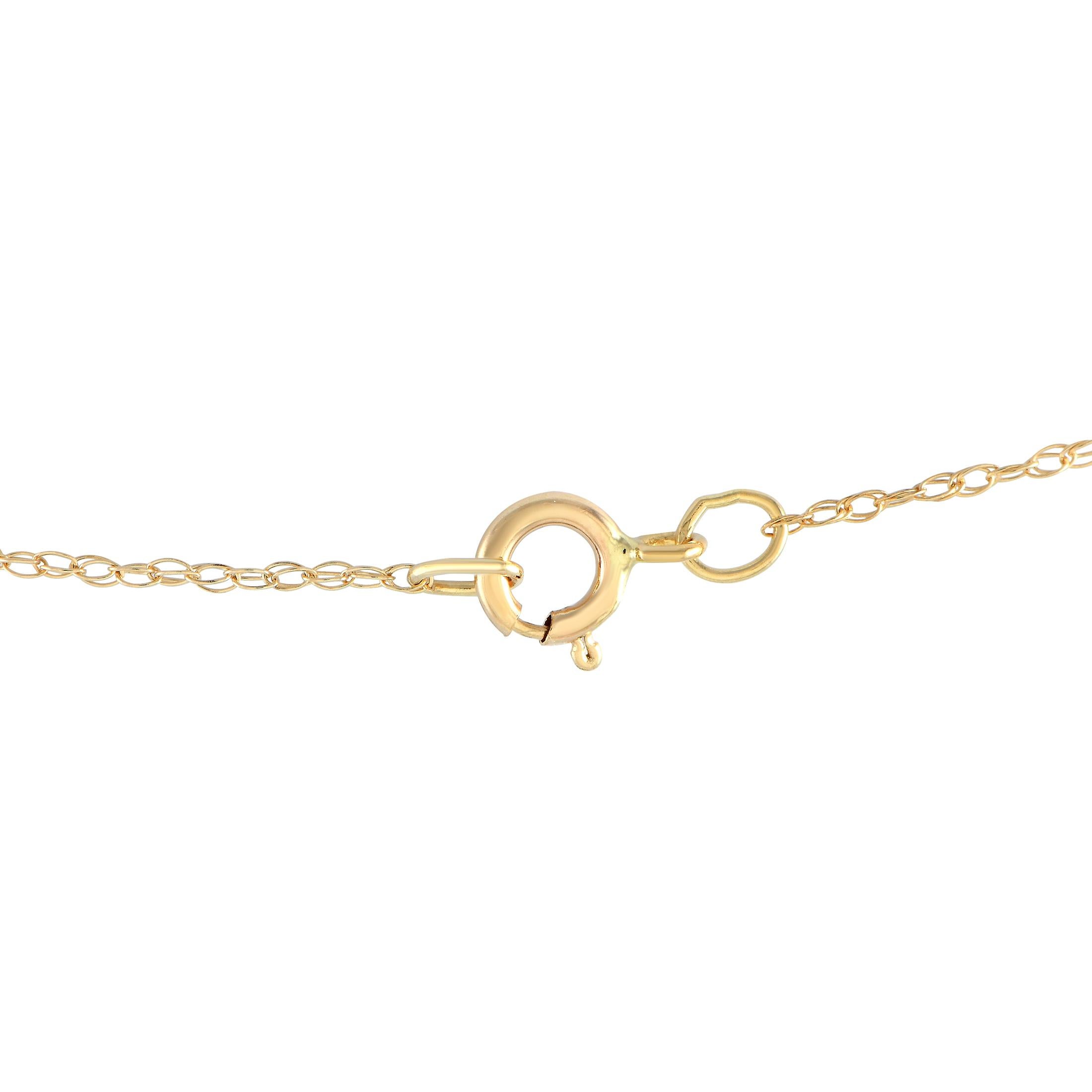 Round Cut LB Exclusive 14K Yellow Gold 0.09ct Diamond Pendant Necklace PD4-16077YGA For Sale