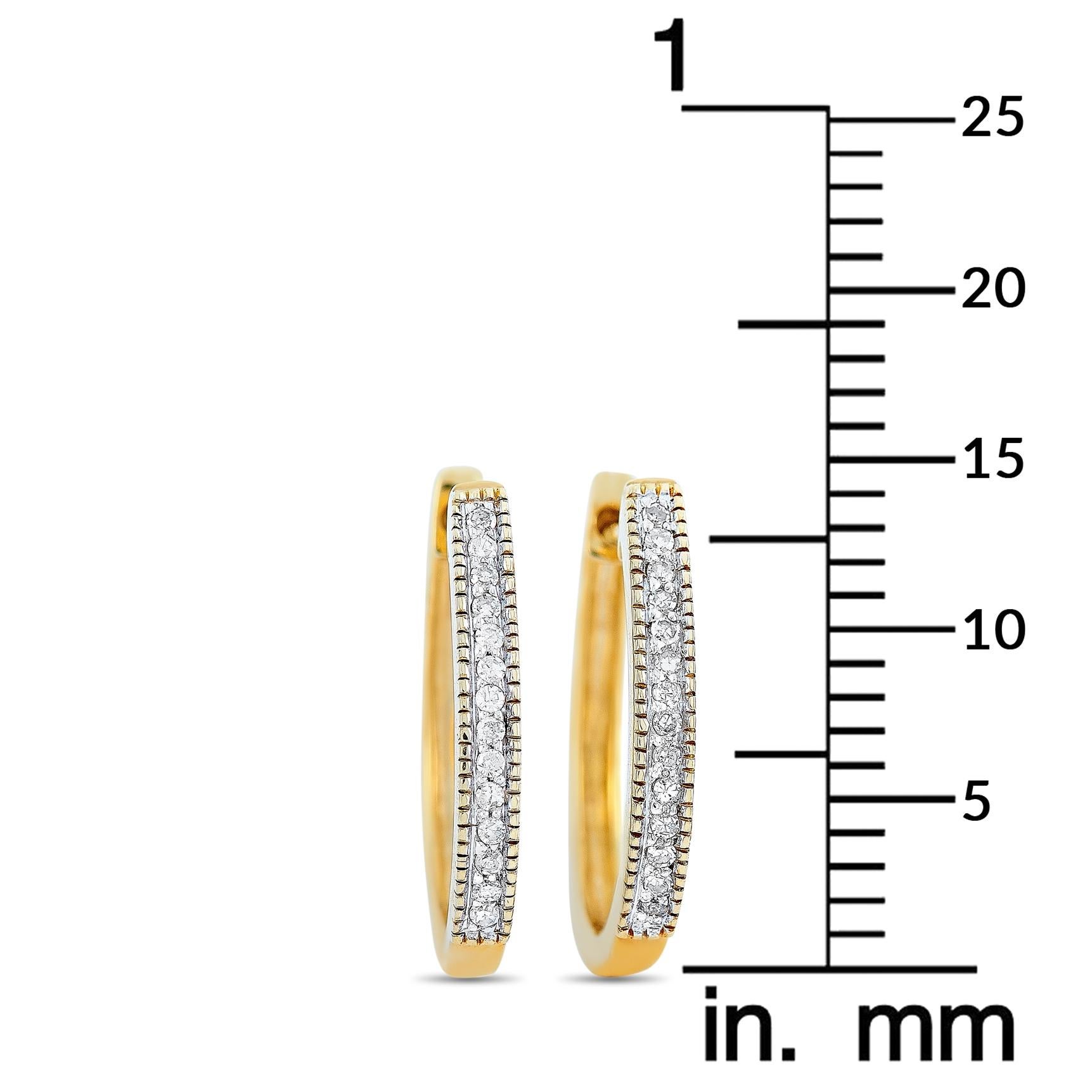Round Cut LB Exclusive 14 Karat Yellow Gold 0.10 Carat Diamond Earrings