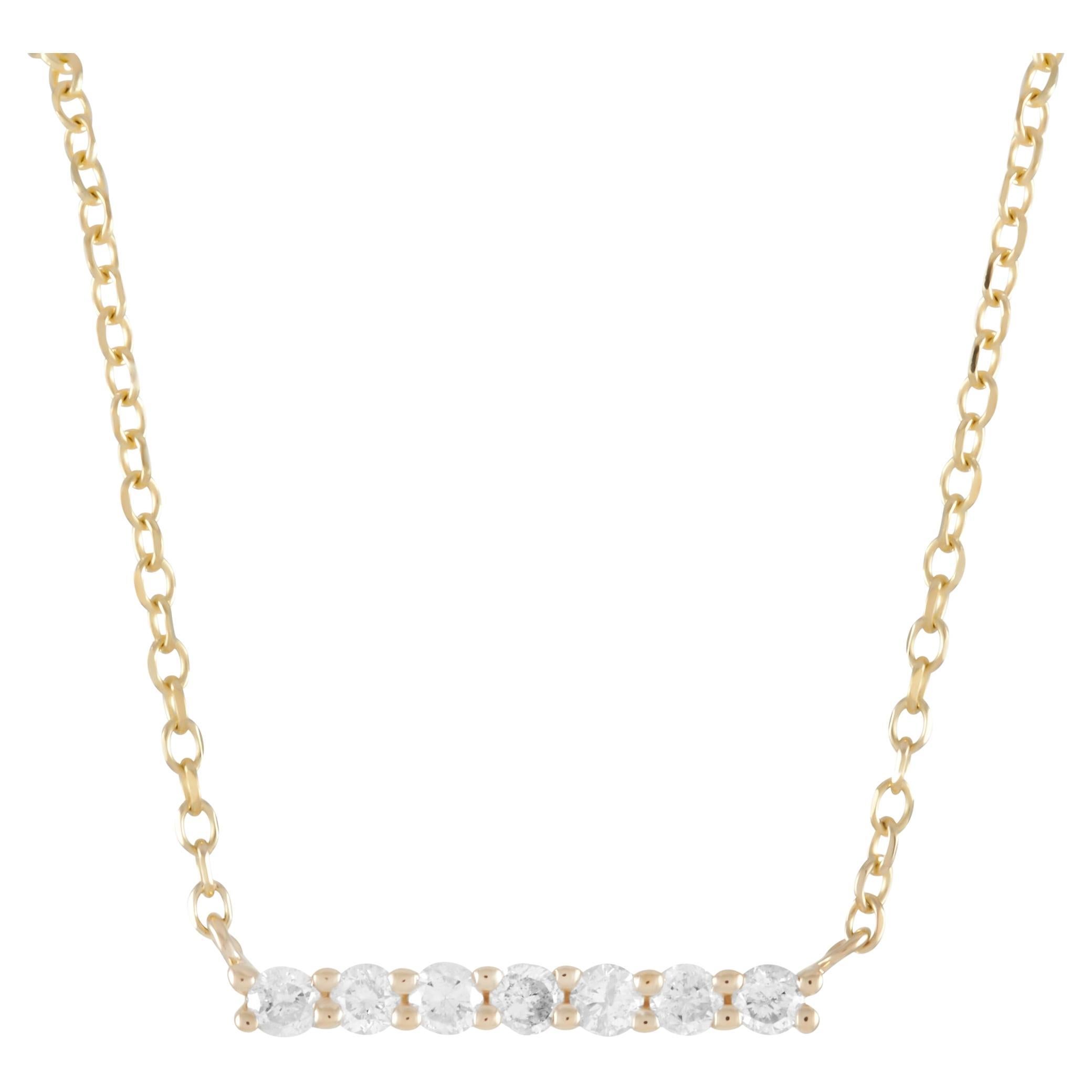 LB Exclusive 14K Yellow Gold 0.10ct Diamond Pendant Necklace For Sale