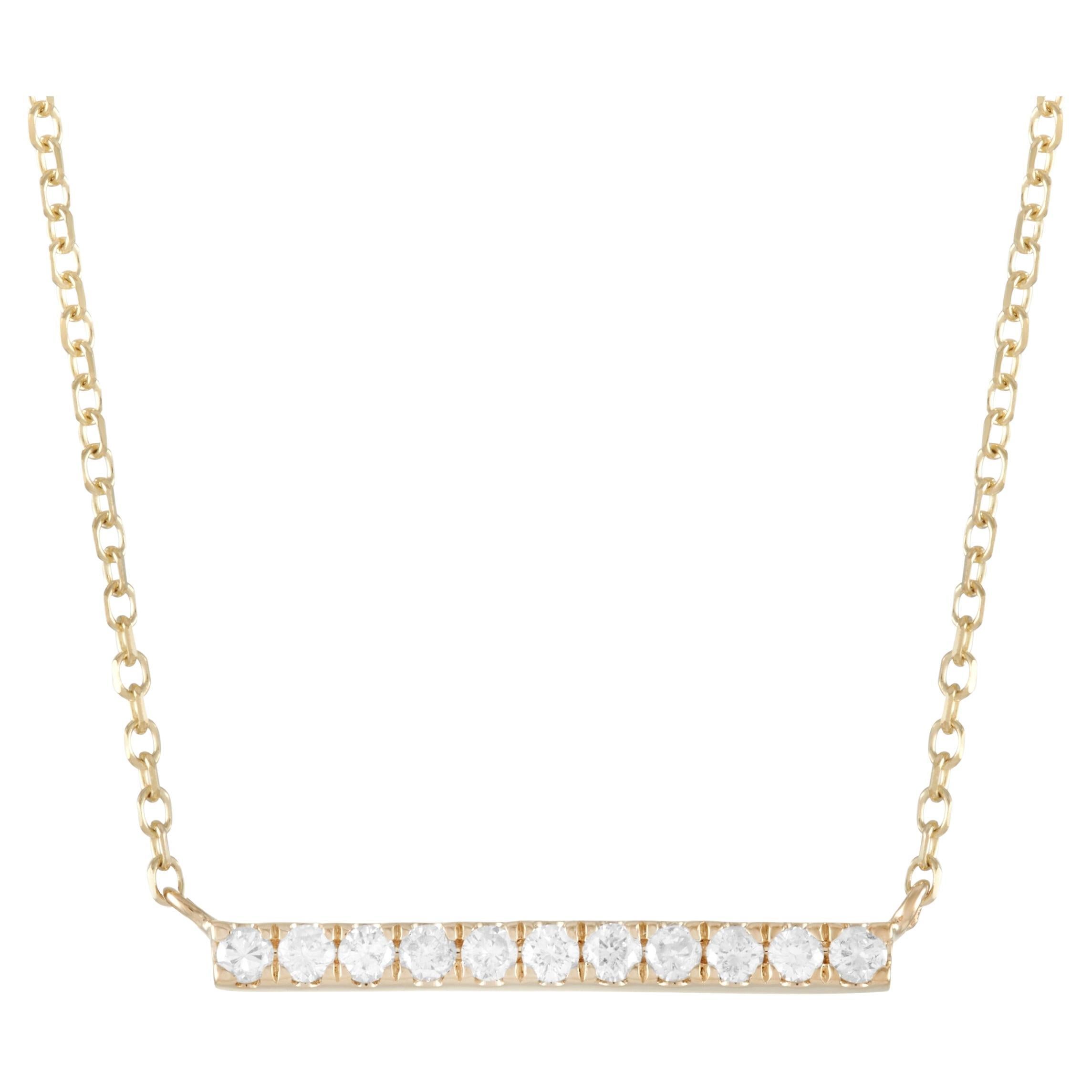 LB Exclusive 14K Yellow Gold 0.10 ct Diamond Pendant Necklace For Sale