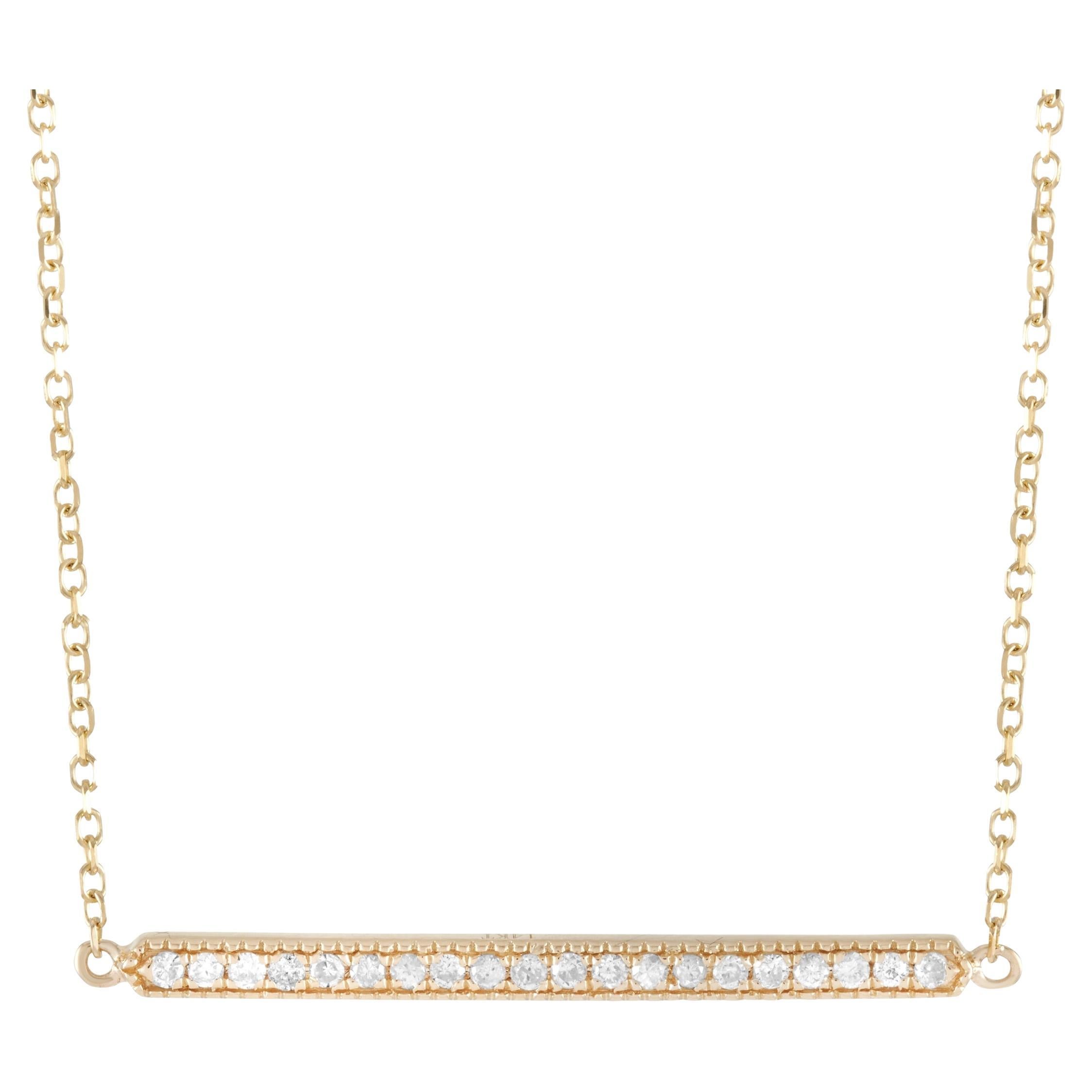 LB Exclusive 14K Yellow Gold 0.10 ct Diamond Pendant Necklace For Sale