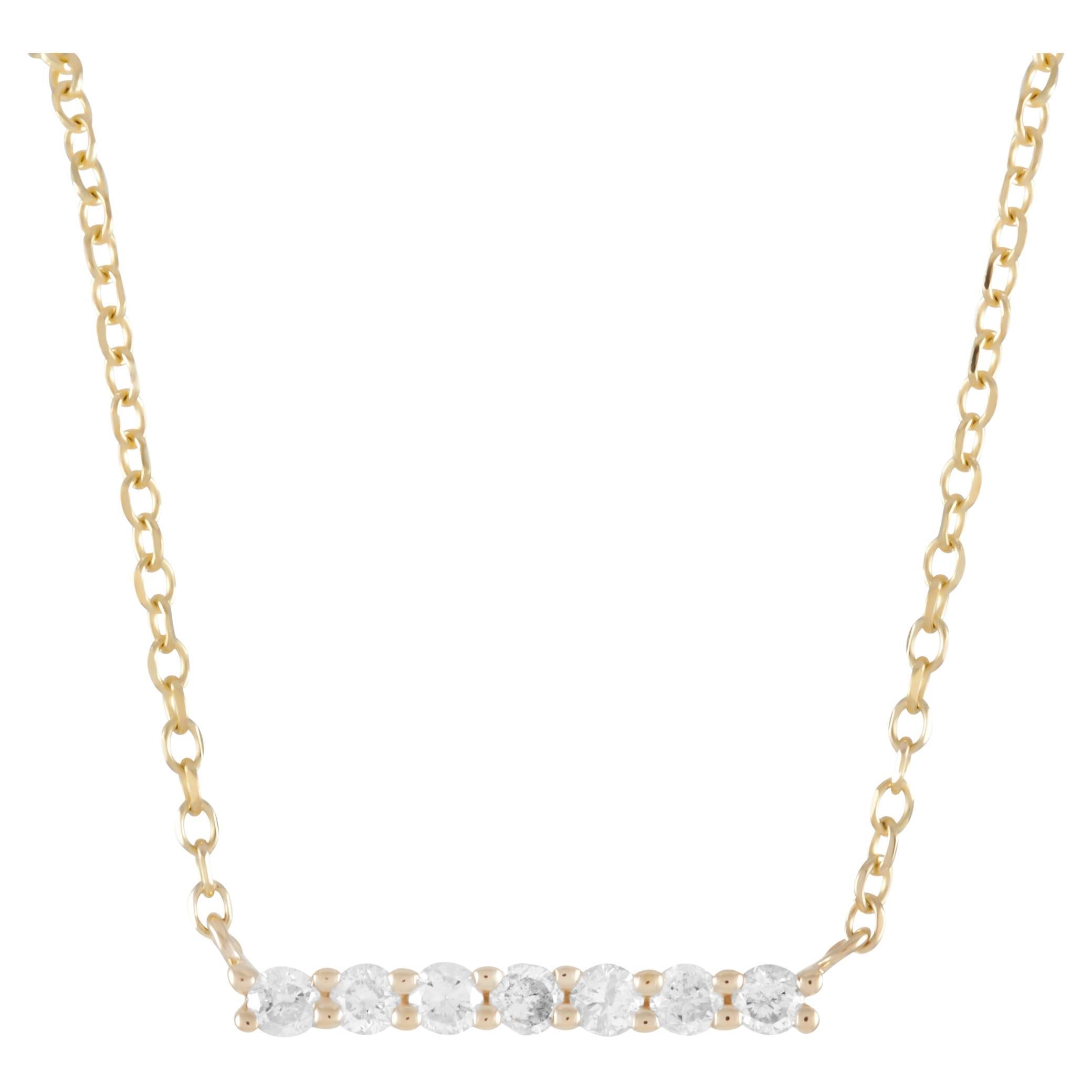 Lb Exclusive 14k Yellow Gold 0.10 Carat Diamond Bar Necklace For Sale