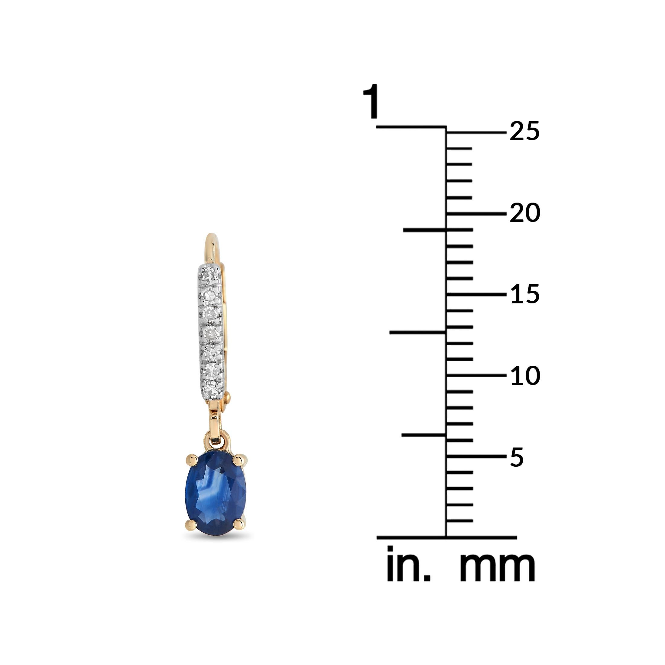 Round Cut LB Exclusive 14K Yellow Gold 0.10ct Diamond Drop Earrings EL4-10371YSA For Sale