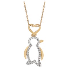 LB Exclusive 14K Yellow Gold 0.11 ct Diamond Penguin Necklace